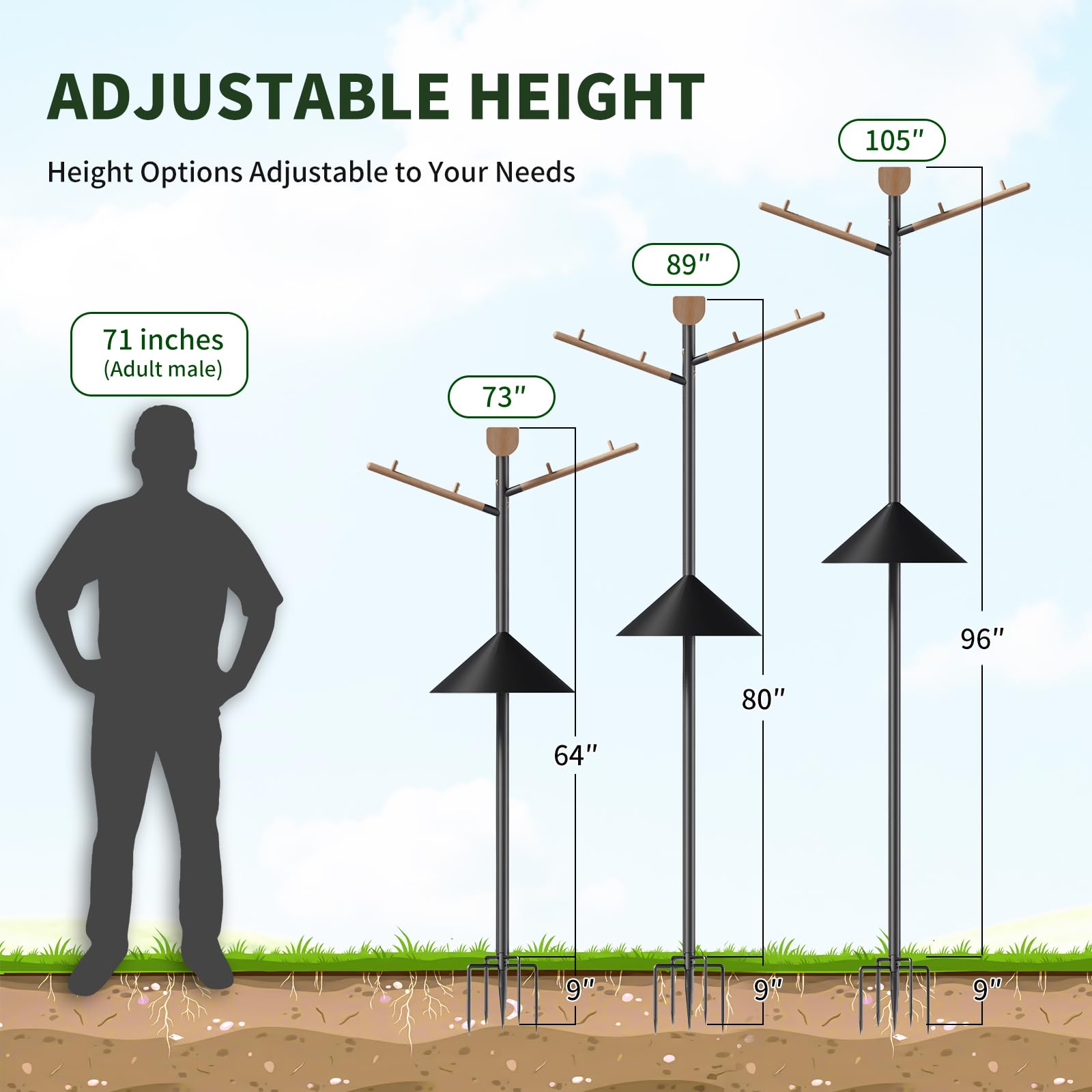 LO NA LOVE NATURE 5-prong base anchored in soil for secure stability