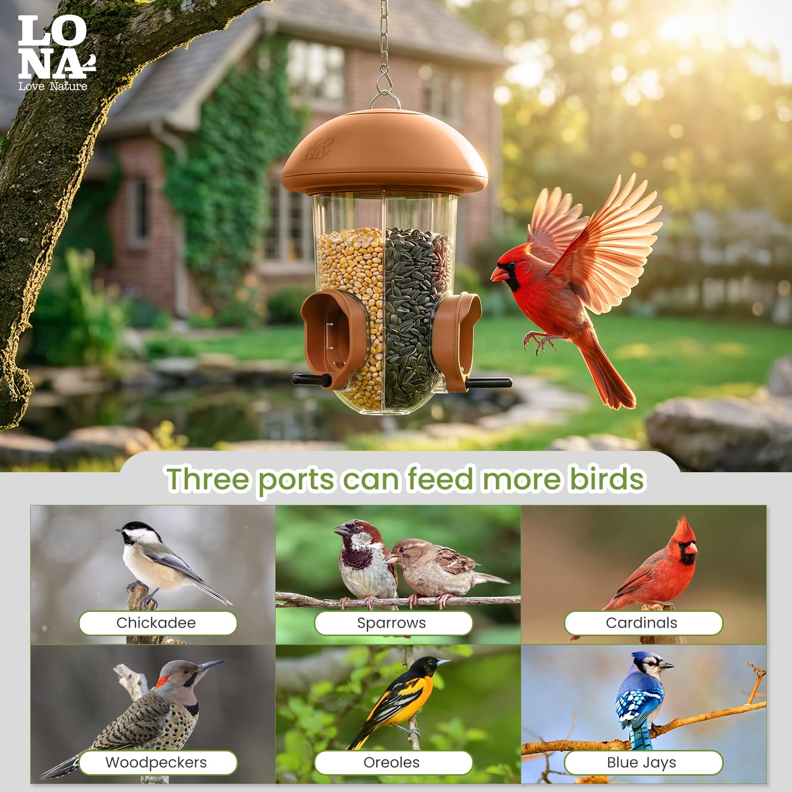 LO NA LOVE NATURE feeder in hand for scale to show compact 1300 ml capacity