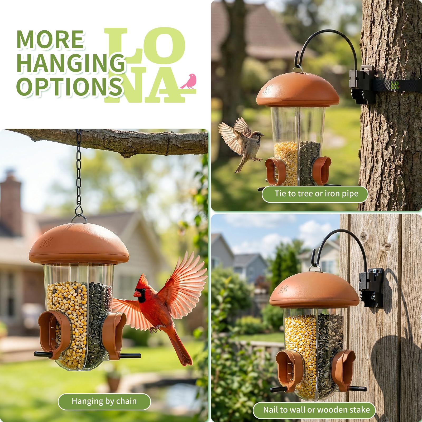 LO NA LOVE NATURE clear panel showing seed levels for easy monitoring without opening