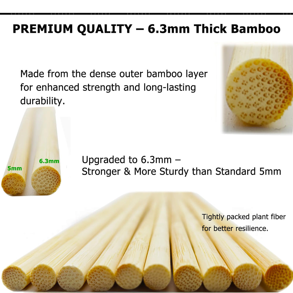 LONCHAN bamboo stakes beside a tape measure showing full 30-inch length