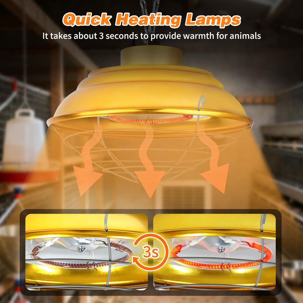 Lonepetu suspended over coop demonstrating focused heat coverage
