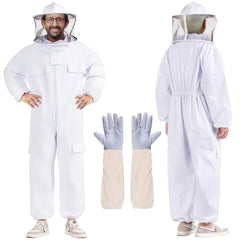 LONGADS front view of full-body beekeeper suit showing coverage and secure closures for protection