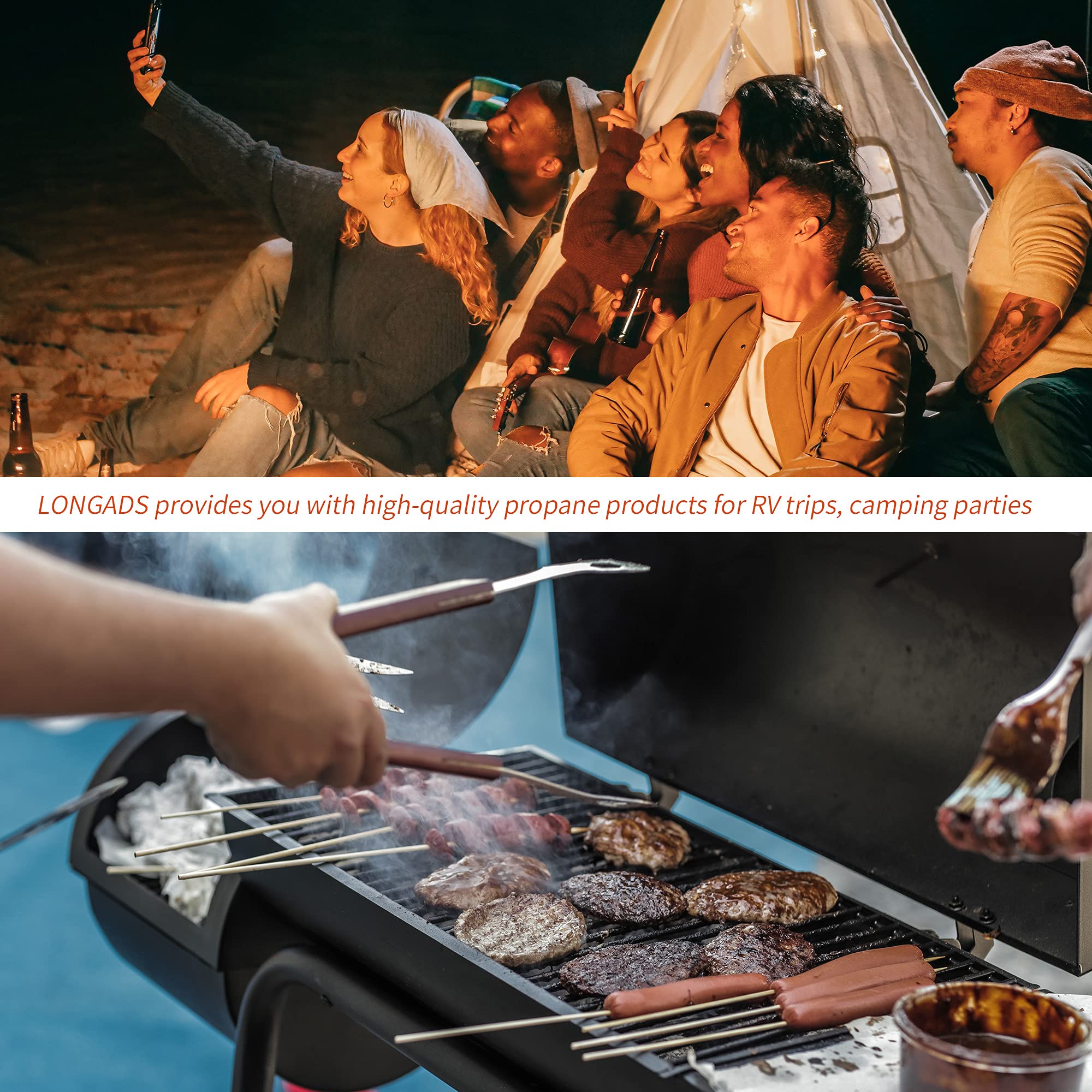 LONGADS hose in outdoor grill setup enabling safer appliance placement