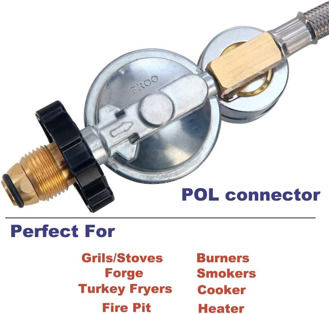 LONGADS regulator kit installed on a backyard fire pit showing controlled flame output