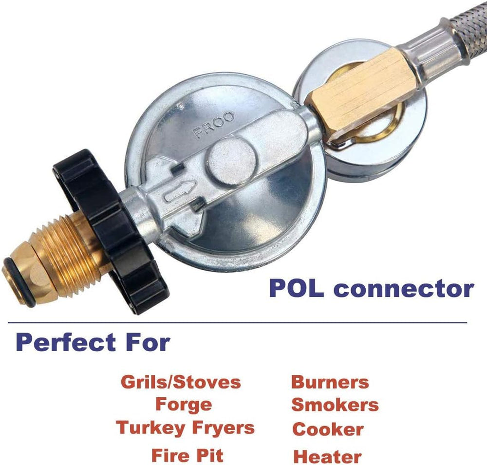 LONGADS regulator kit installed on a backyard fire pit showing controlled flame output