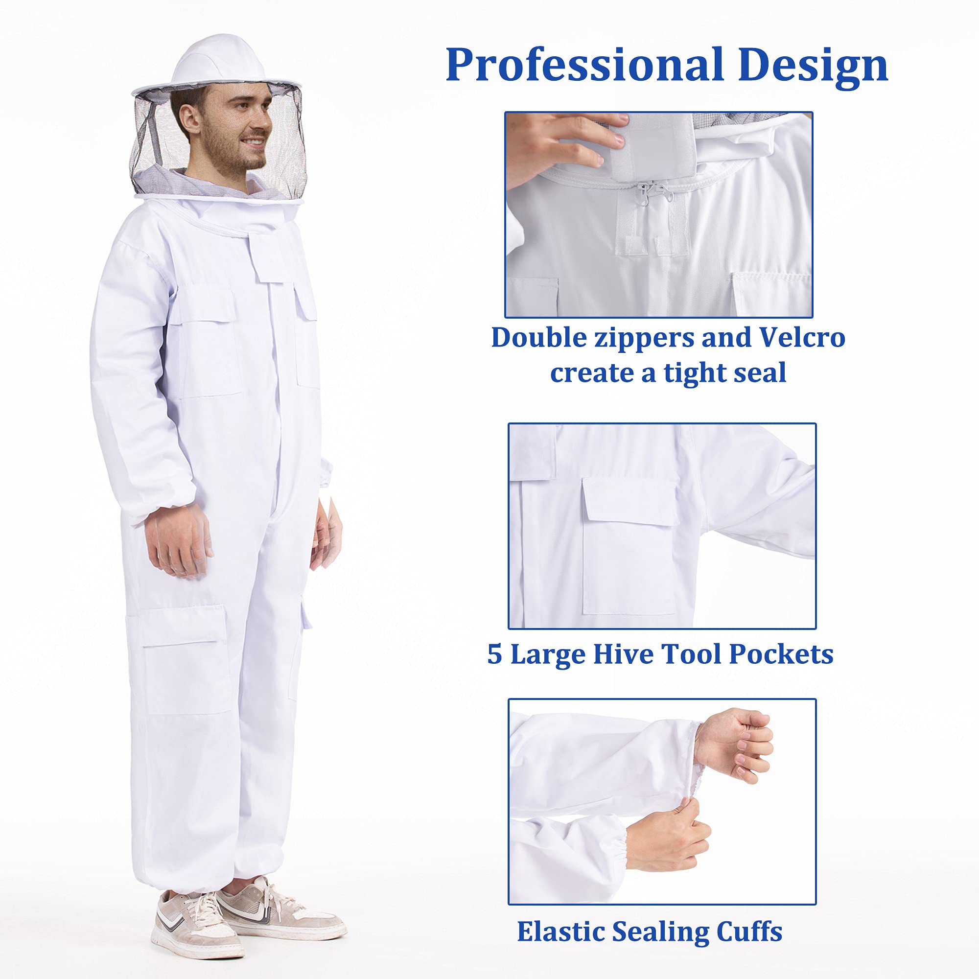 LONGADS close-up of round detachable veil with wide mesh for improved visibility and safety