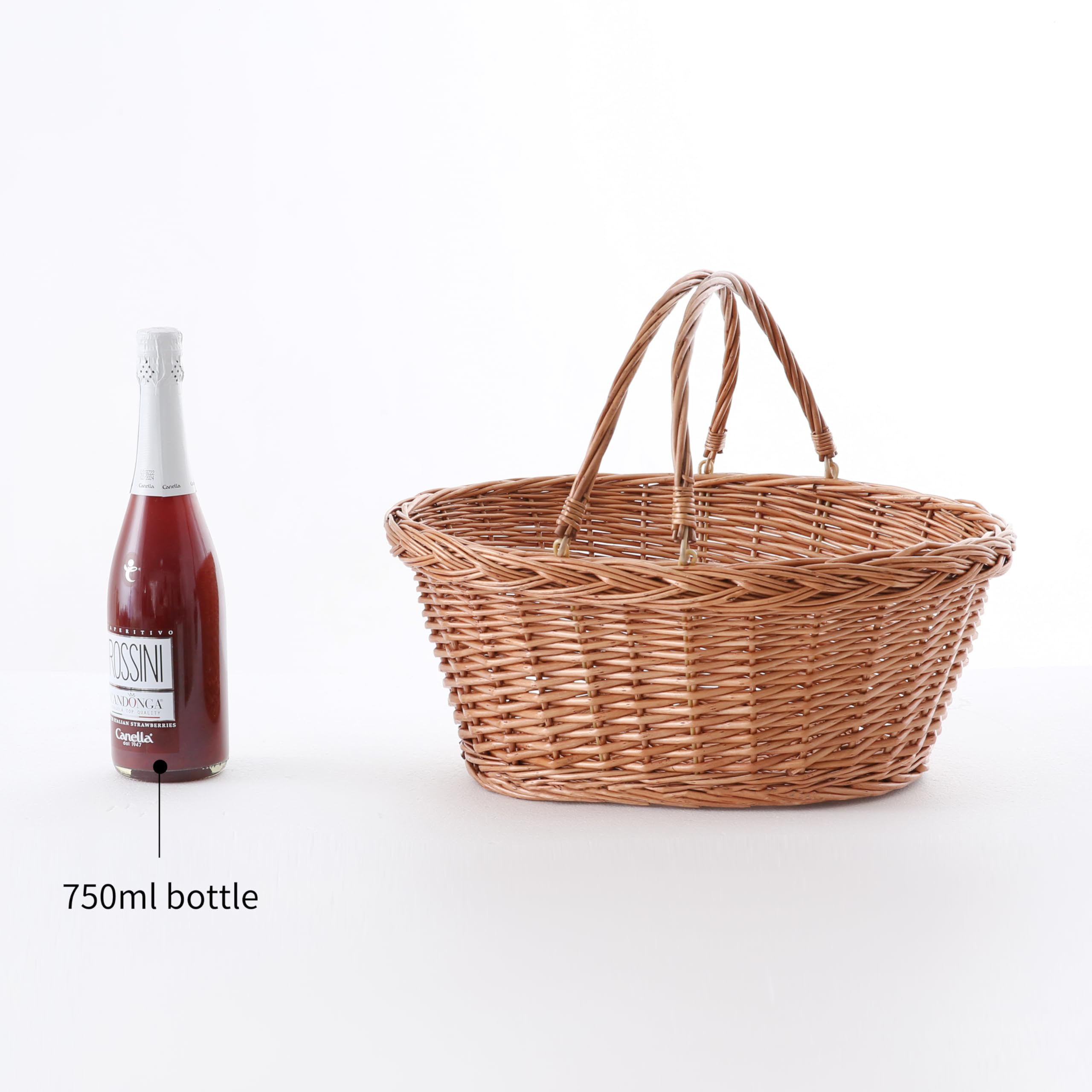 LONGERO basket beside a ruler for size comparison and packing clarity