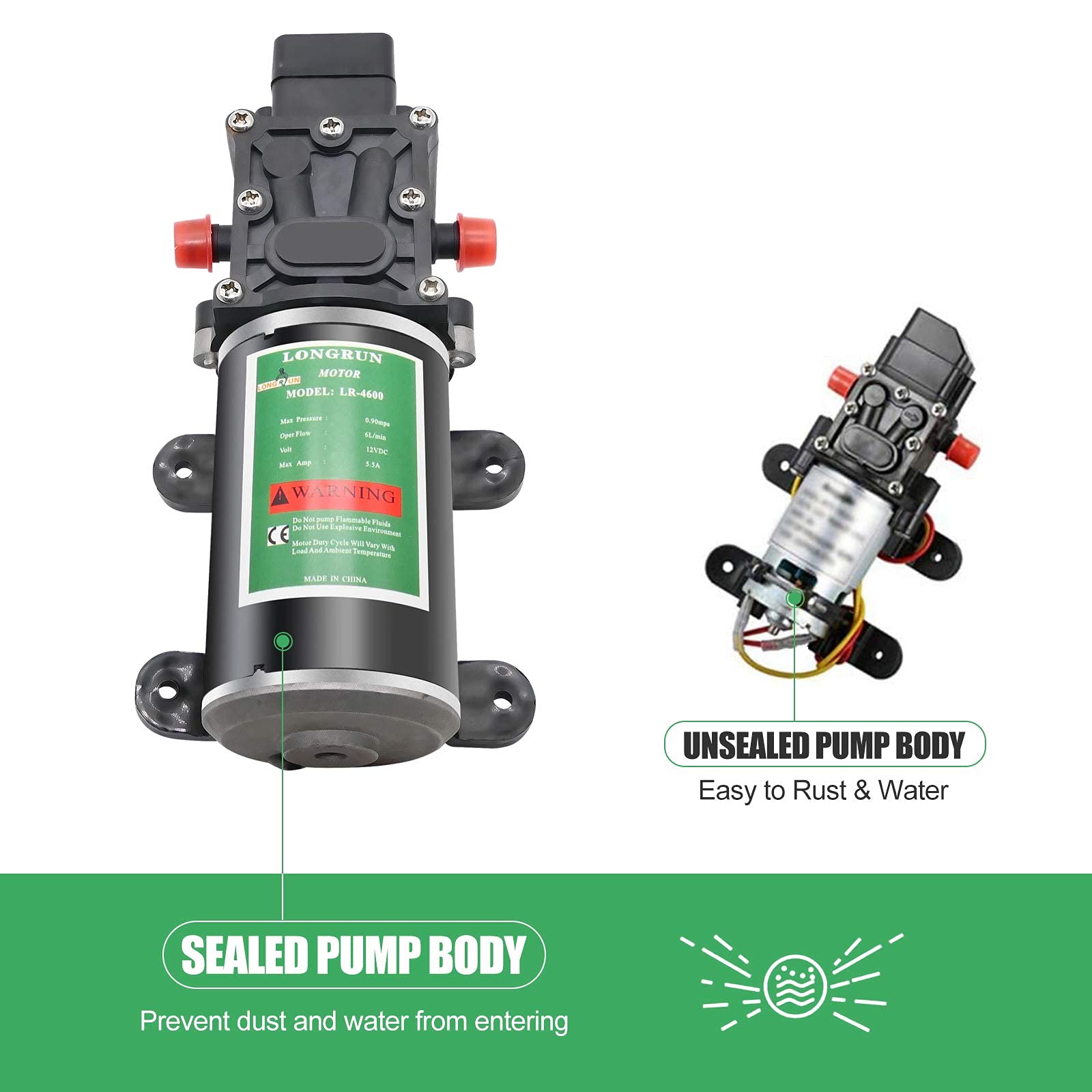 LONGRUN pump used with garden sprayer illustrating convenient outdoor water delivery