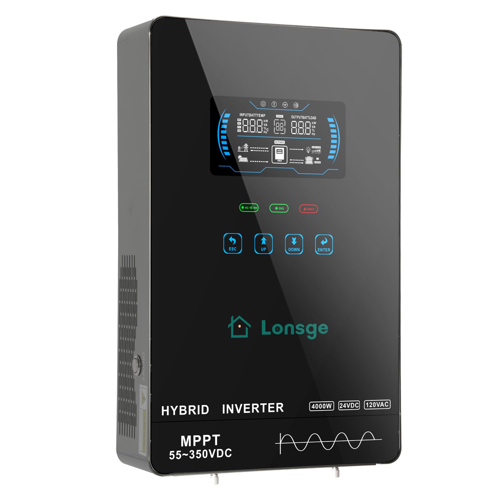 Lonsge front glass touch LCD showing system status and easy control