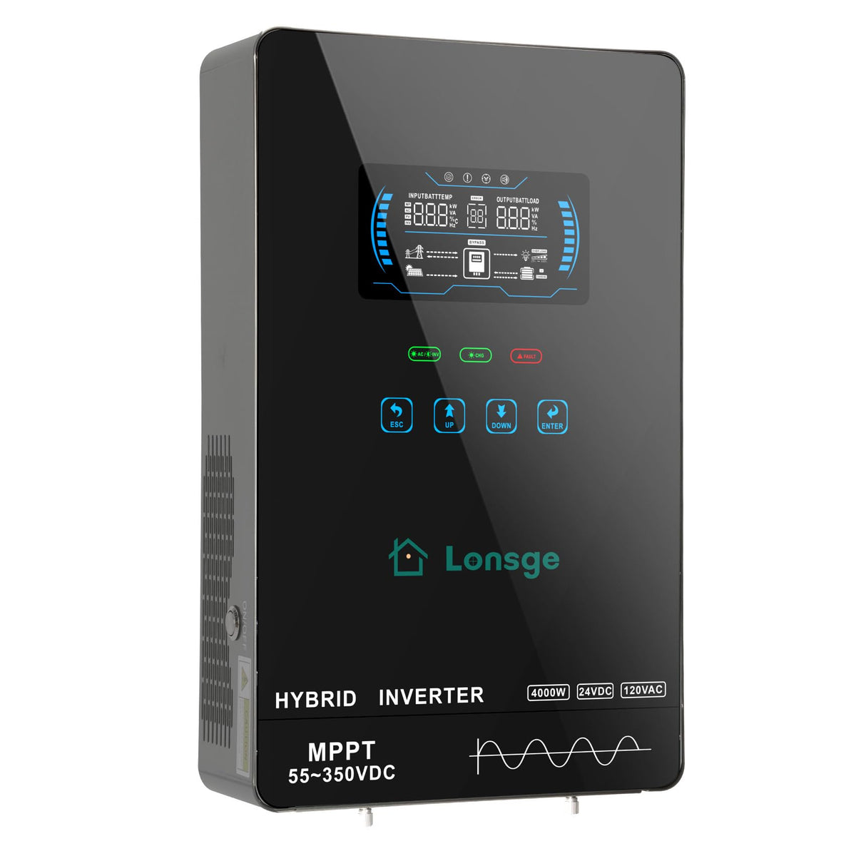 Lonsge front glass touch LCD showing system status and easy control