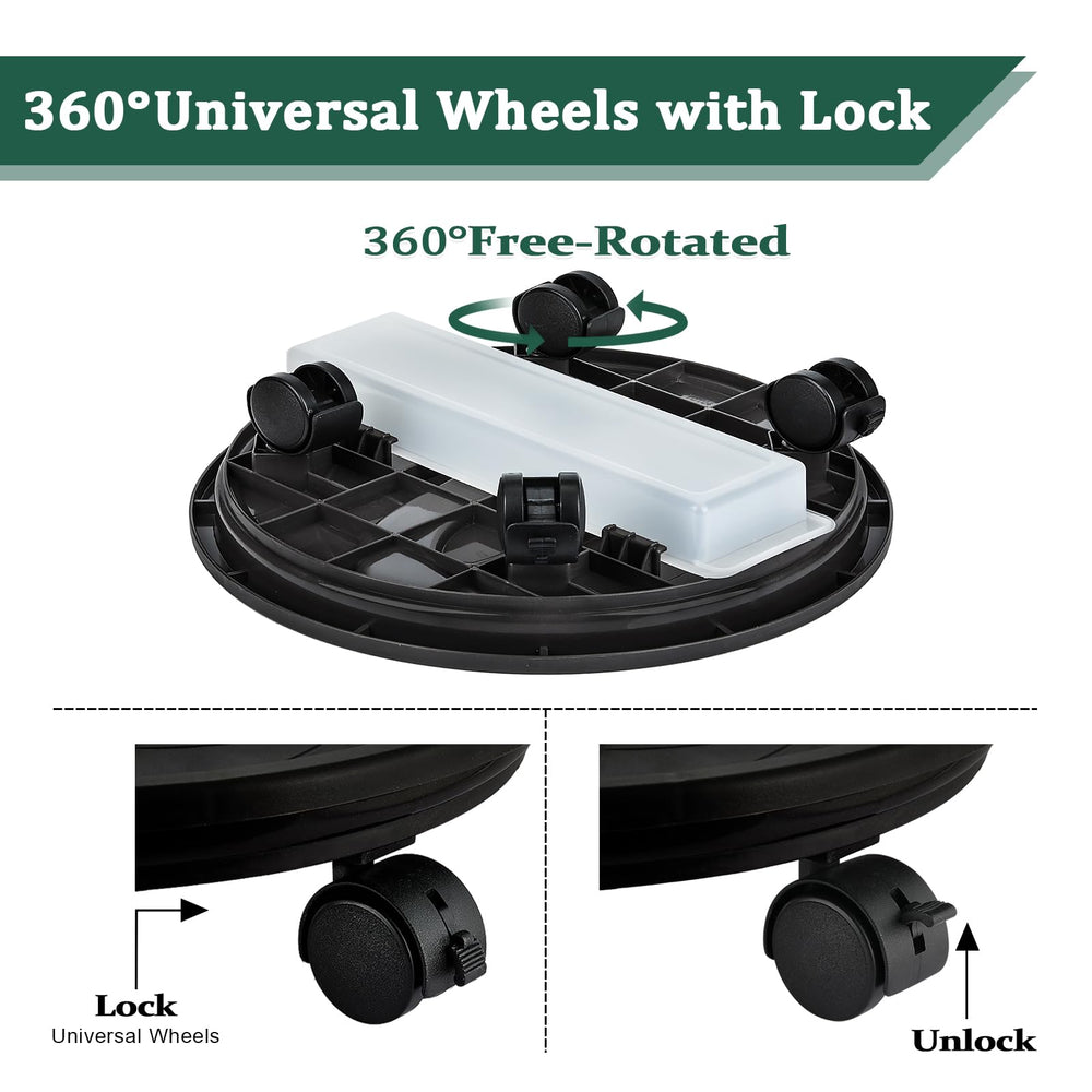 Looca under-pot view demonstrating drainage tray protecting floors benefit