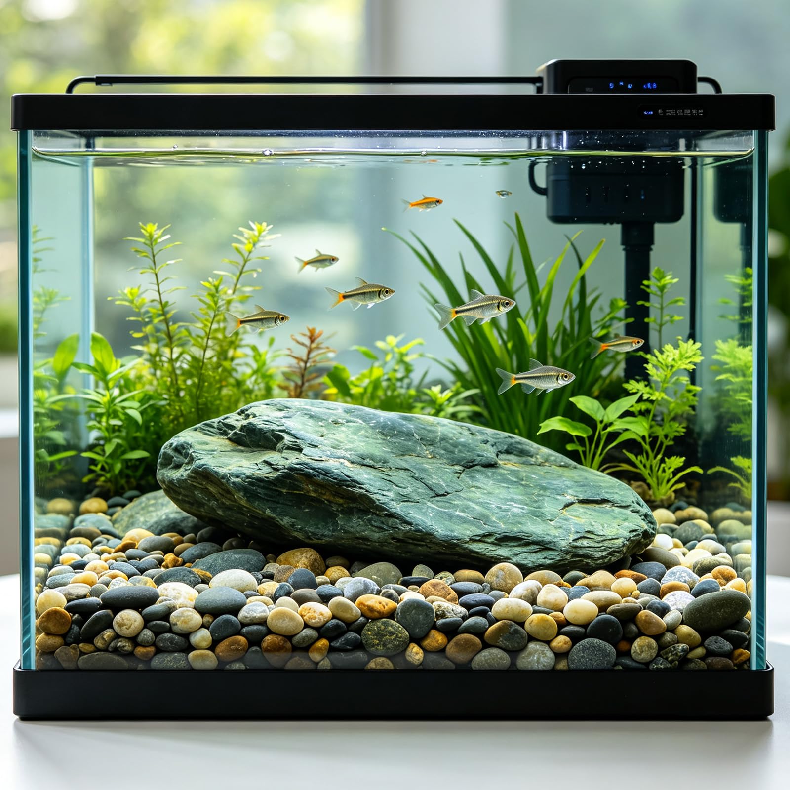 LOOIOOJ pebbles in terrarium demonstrating safe reptile habitat and surface comfort benefit: pet-friendly
