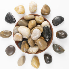 LOOIOOJ close-up of polished pebble texture highlighting smooth finish and natural color