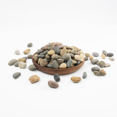 LOOIOOJ pebbles used as planter topdressing enhancing drainage and curb appeal benefit: cleaner pots
