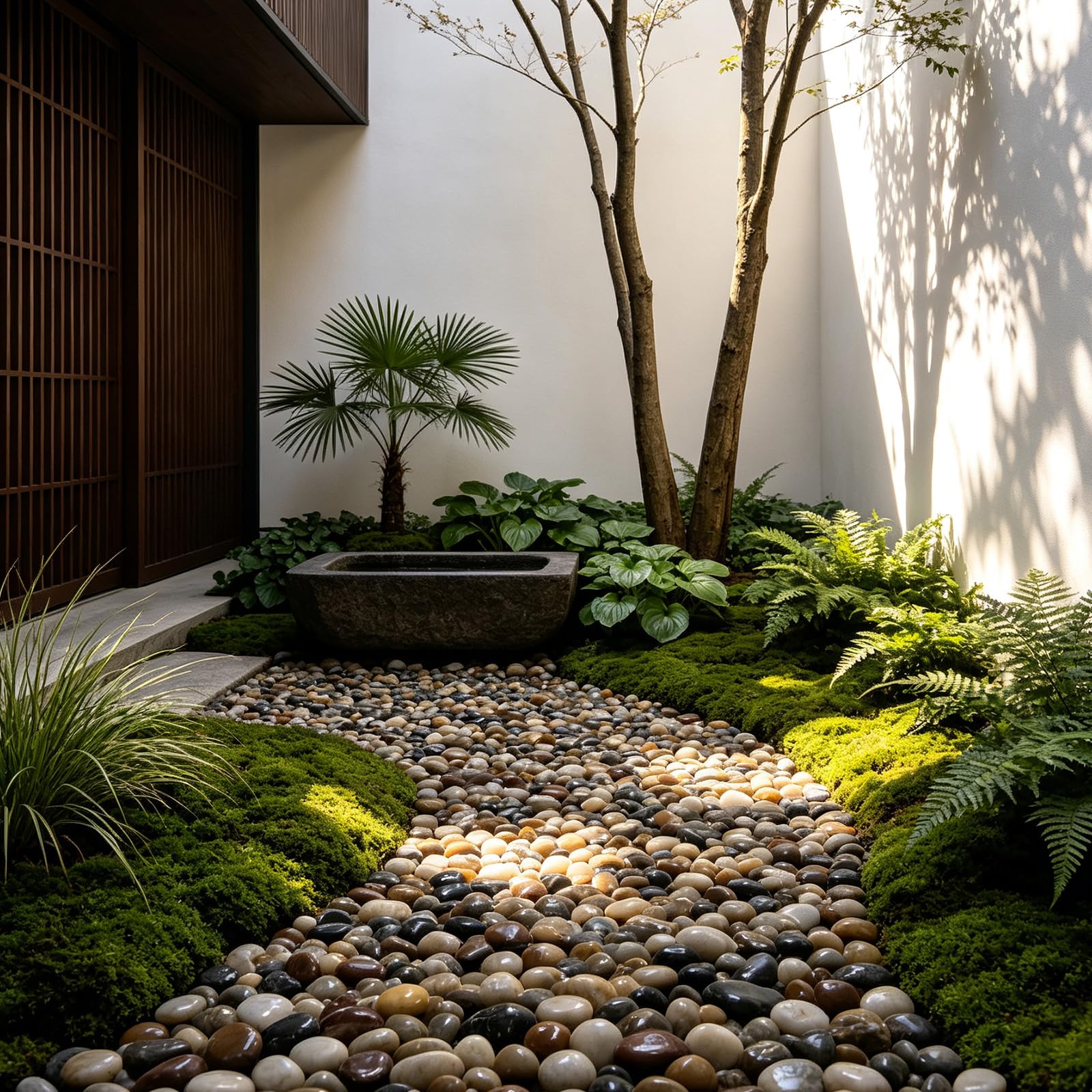 LOOIOOJ stones in vase centerpiece adding clean, modern decorative appeal