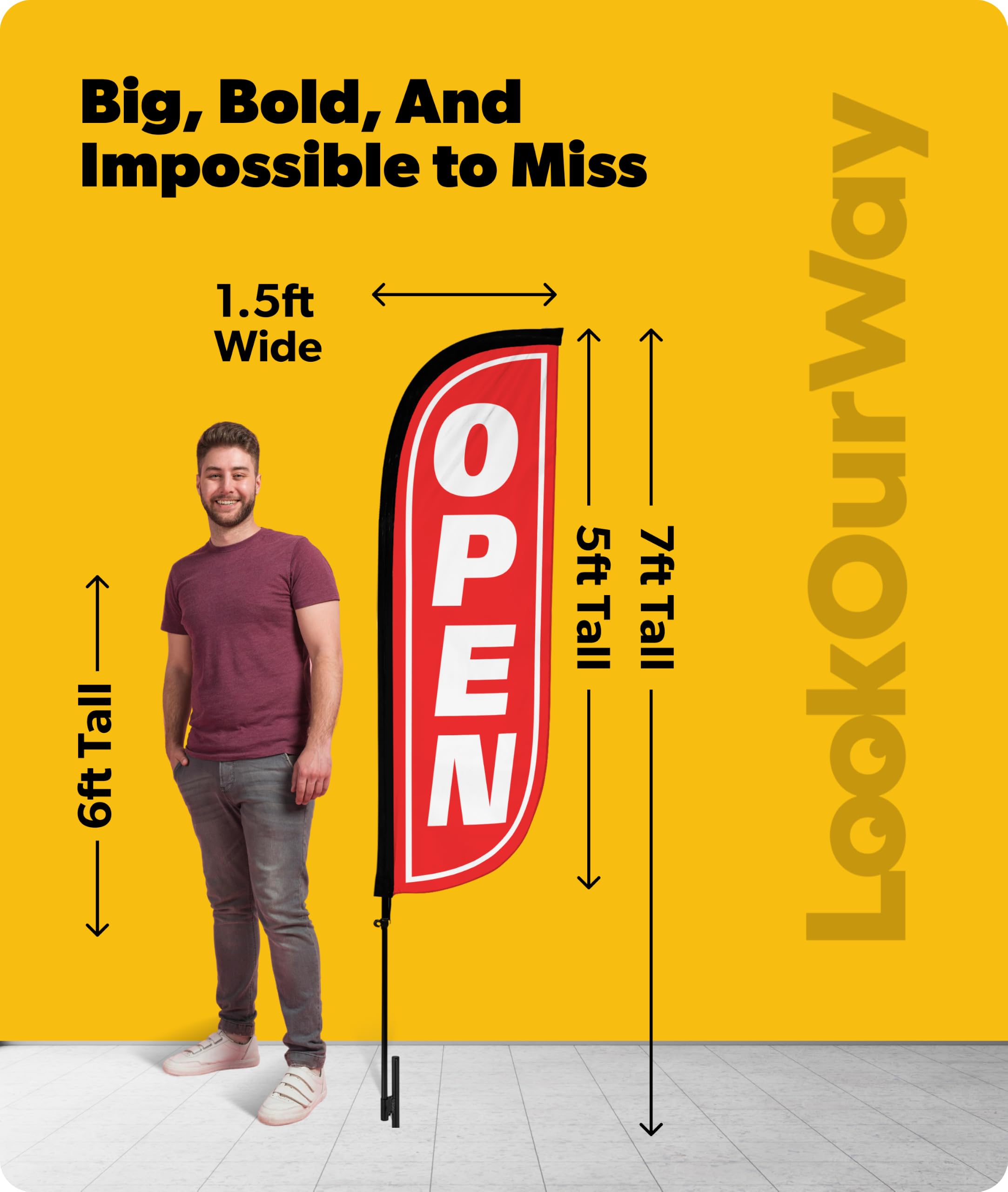 LookOurWay assembled 7ft fiberglass pole kit demonstrating easy snap-together setup and stability