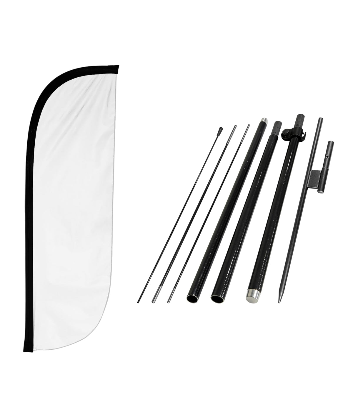LookOurWay front view of white feather flag showing bold visibility and branding potential