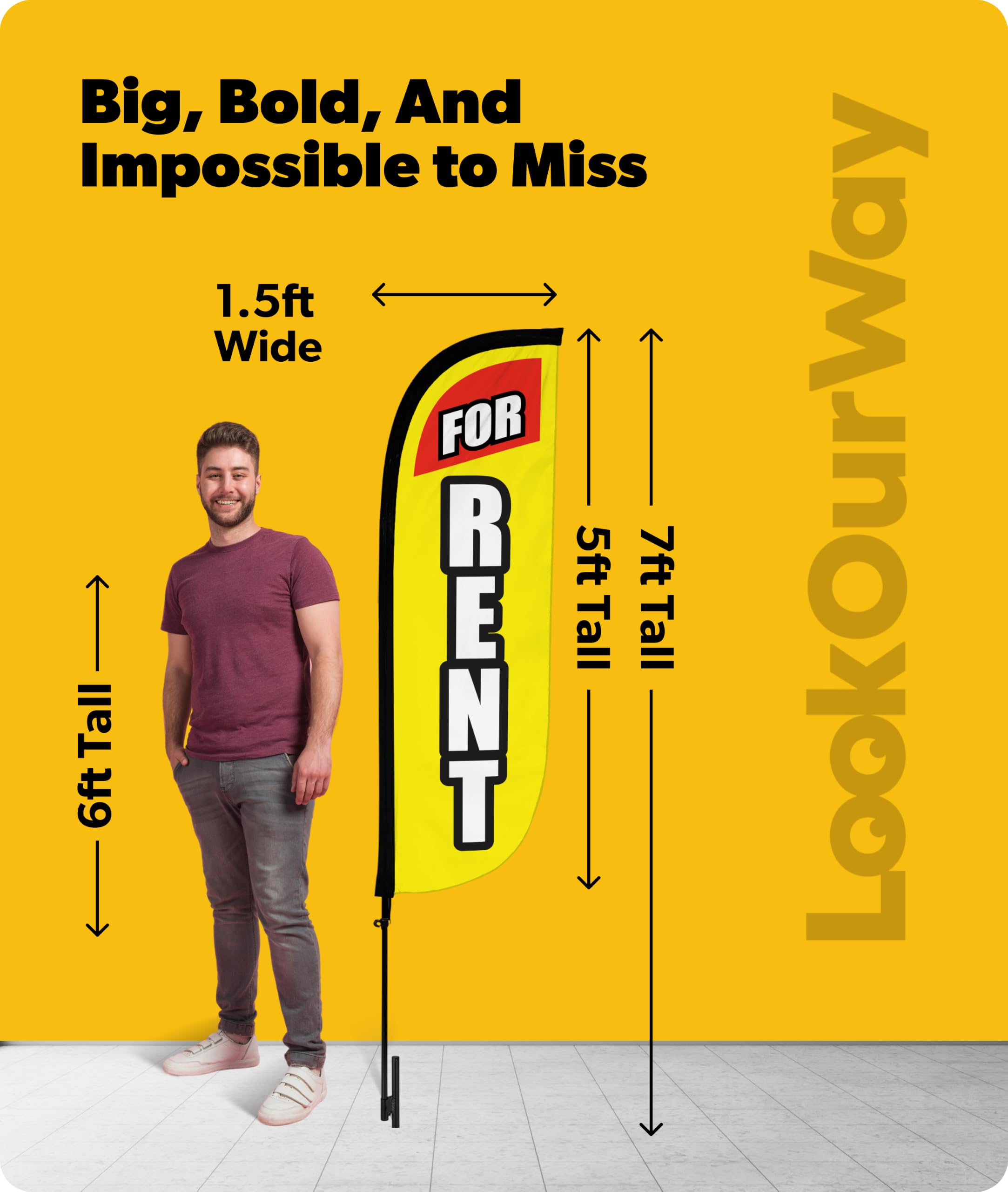 LookOurWay three-piece fiberglass pole laid out for easy assembly benefit