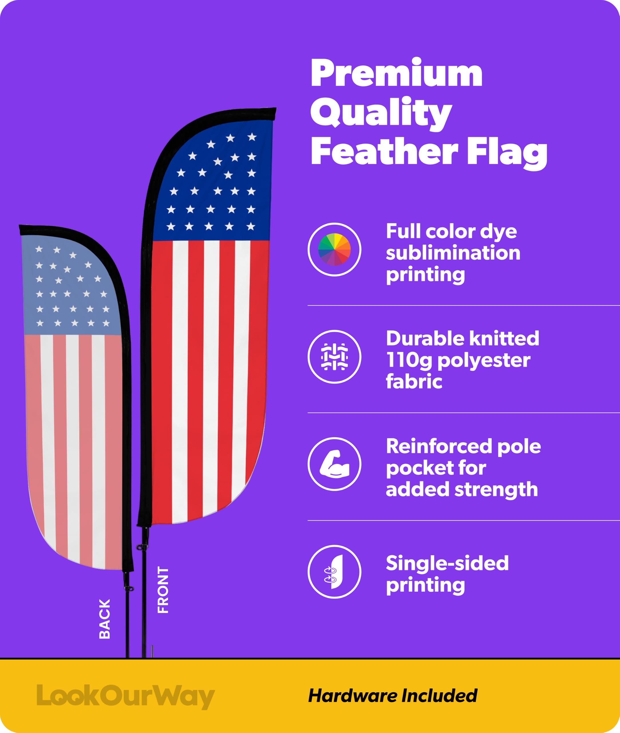 LookOurWay close-up of knitted polyester flag fabric showing UV-resistant texture and colors