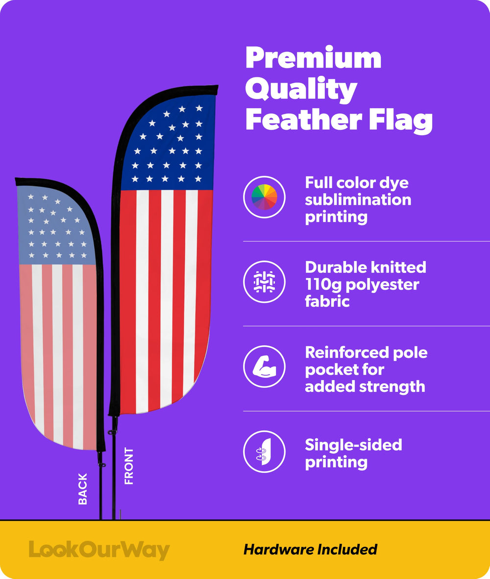 LookOurWay close-up of knitted polyester flag fabric showing UV-resistant texture and colors