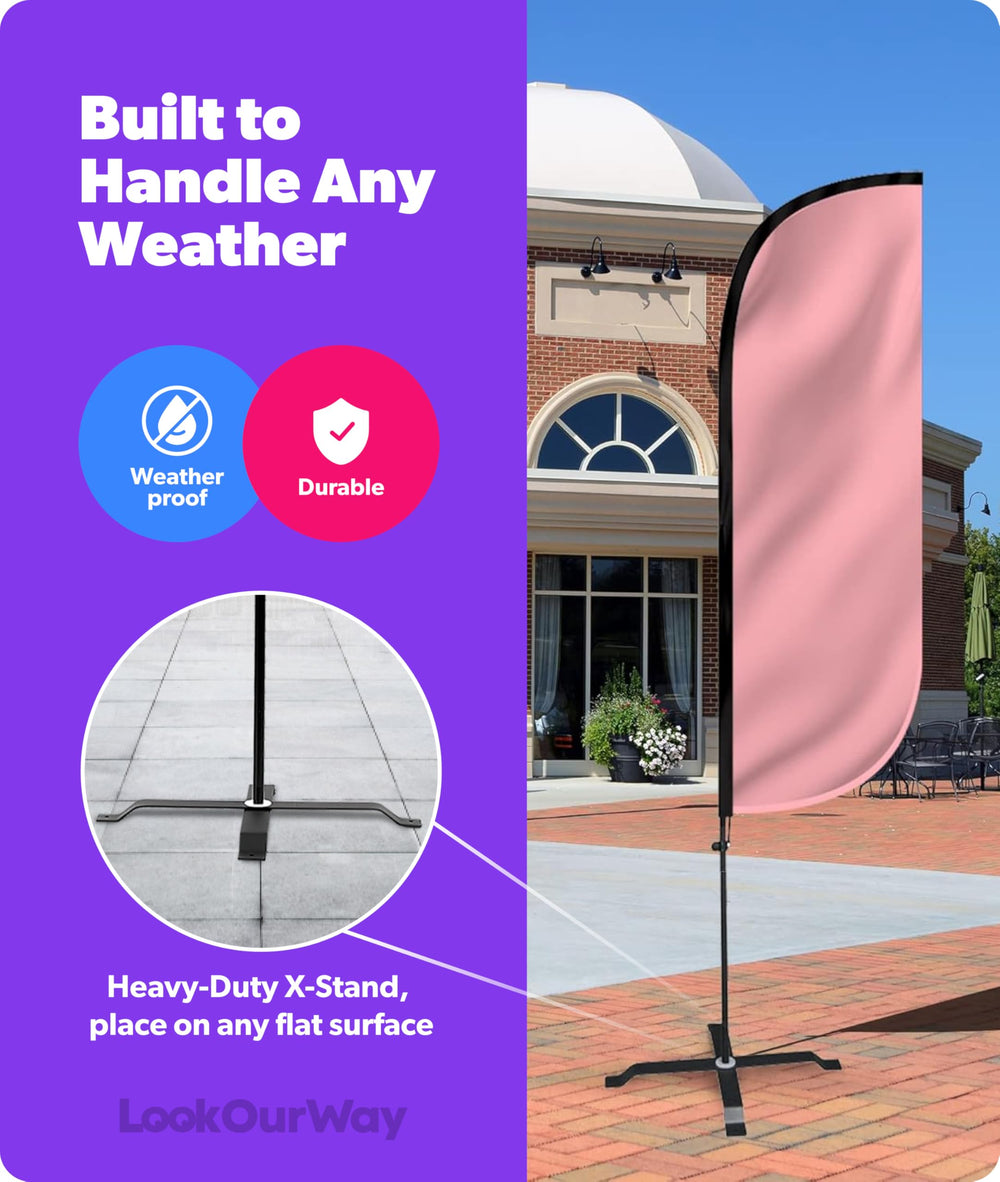 LookOurWay folded flag and pole packed for easy transport between events