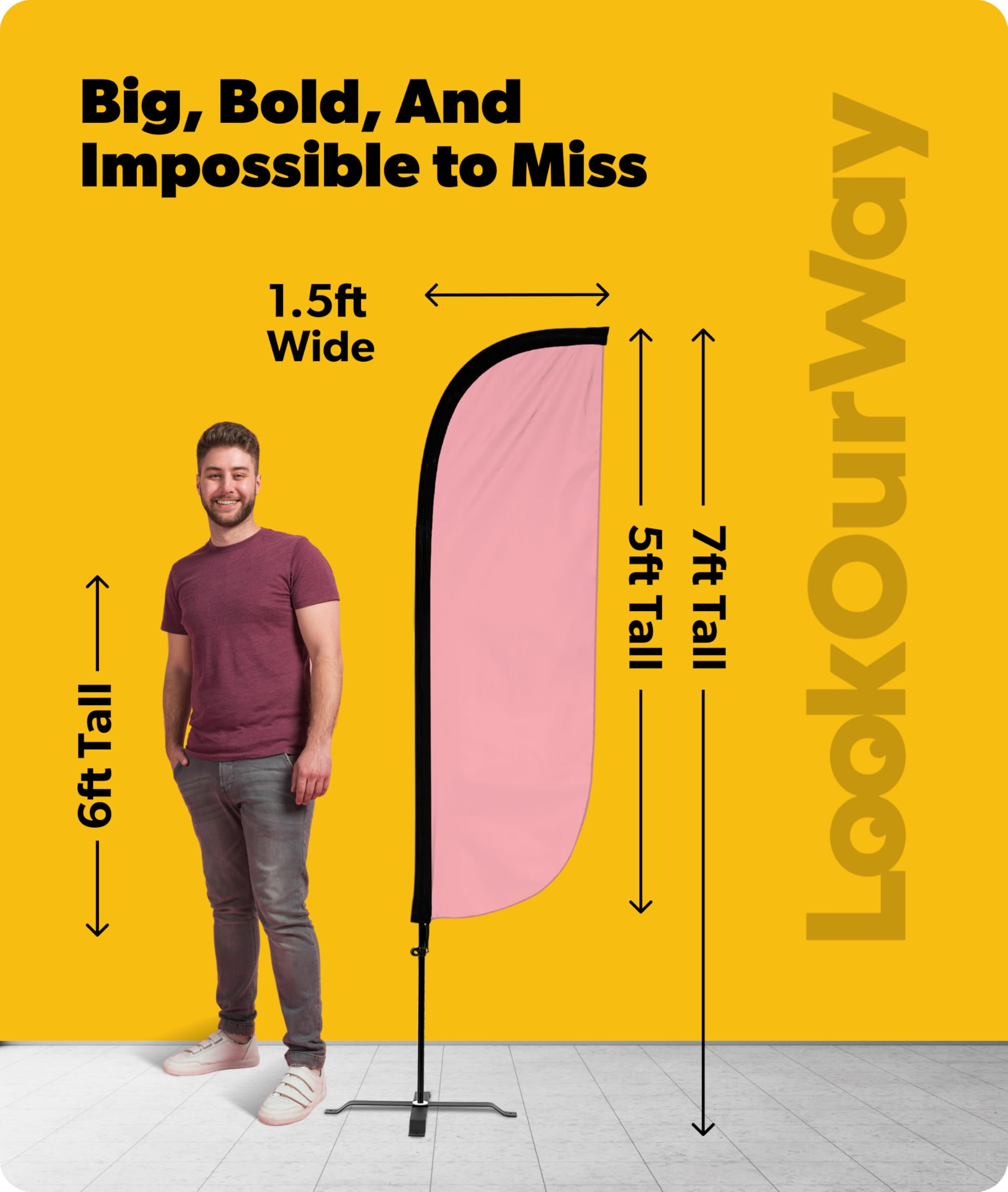 LookOurWay flag in use at a storefront increasing foot traffic visibility