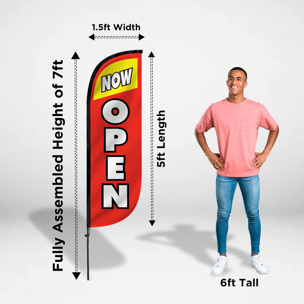 LookOurWay flag beside a person to show scale and easy visibility