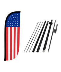 LookOurWay front view of full feather flag and pole showing clear branding and visibility