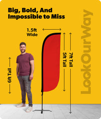 LookOurWay flag in use at storefront increasing street visibility