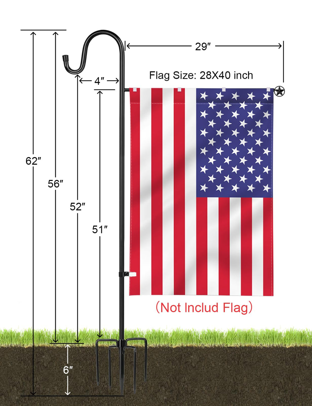 LOPANNY close-up of fixation clamps and anti-wind clip offering secure flag retention