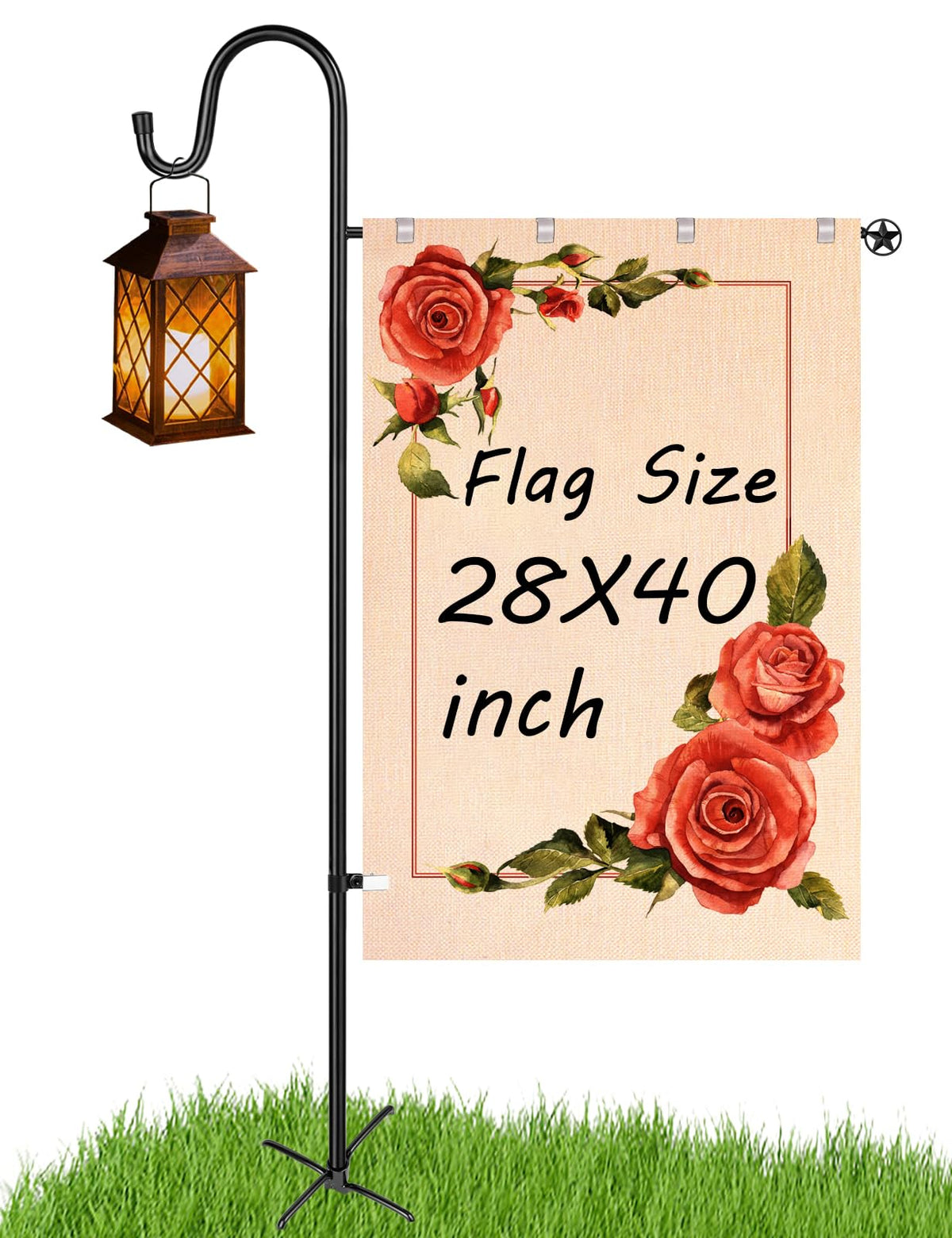 LOPANNY front view of assembled flag holder showing stable yard display benefit