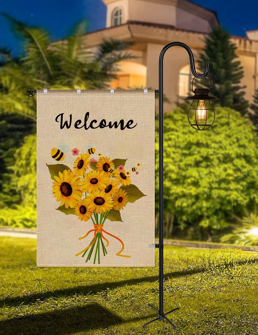 LOPANNY flag holder in a garden setting enhancing outdoor decor and curb appeal
