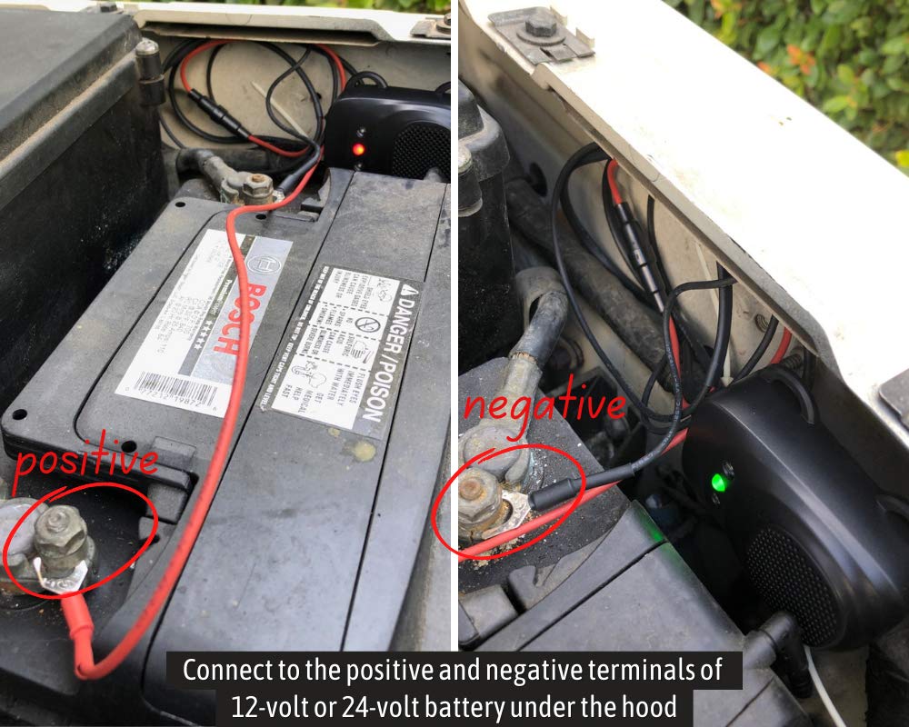 Loraffe installed in pickup engine bay showing real-world vehicle protection