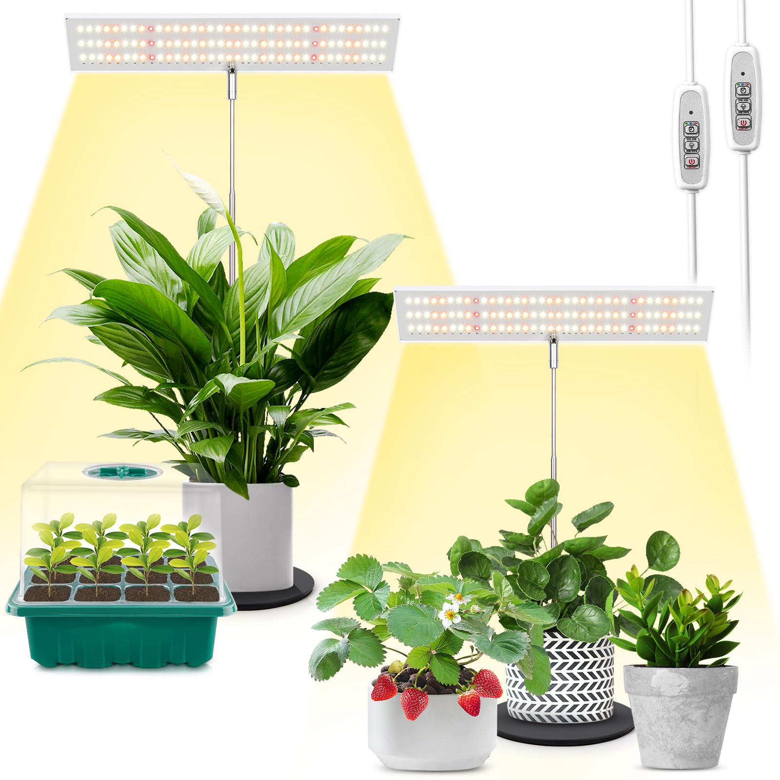 LORDEM front view grow light showing slim panel and stable base for desk gardening