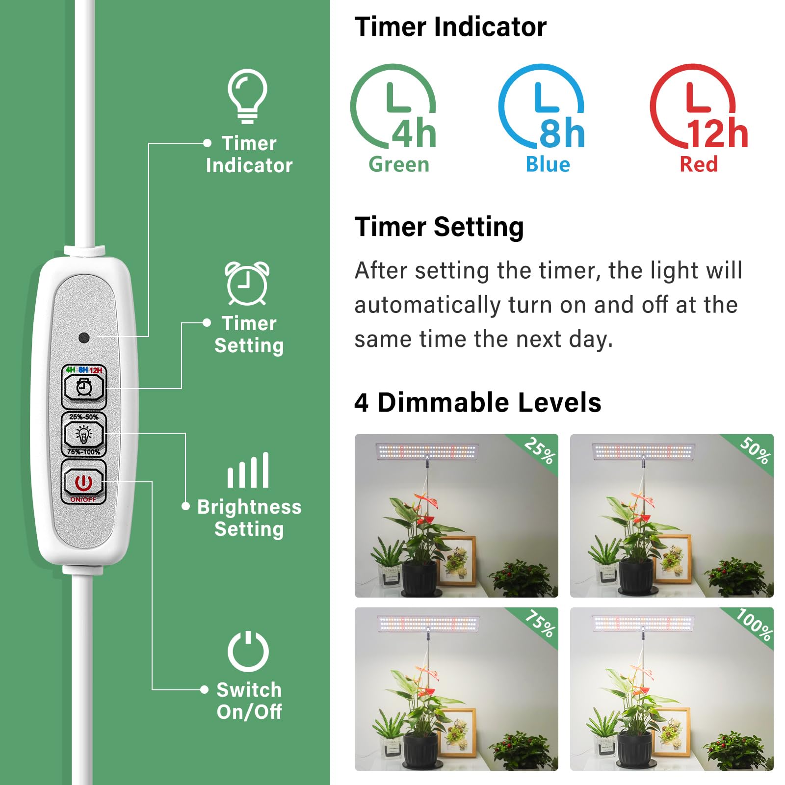 LORDEM height adjustable lamp on desk providing focused light for indoor plants