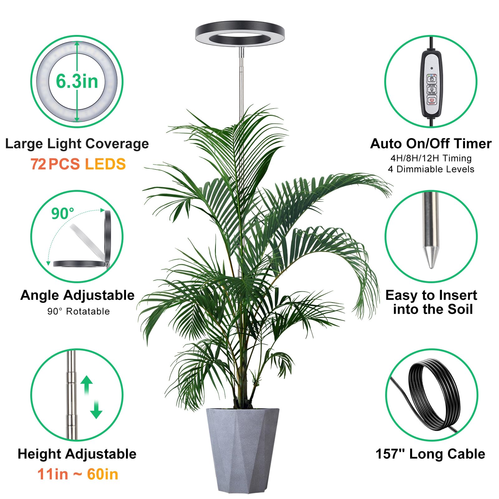 LORDEM telescopic rod extended showing adjustable height for different plants