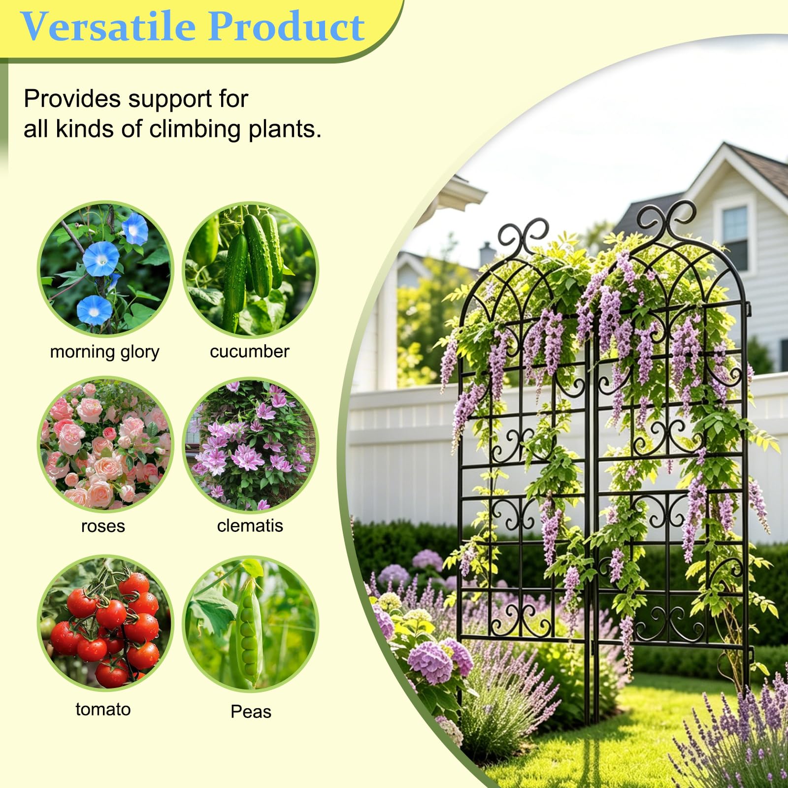 Lorenzo paired trellises styled on a patio creating decorative vertical accents