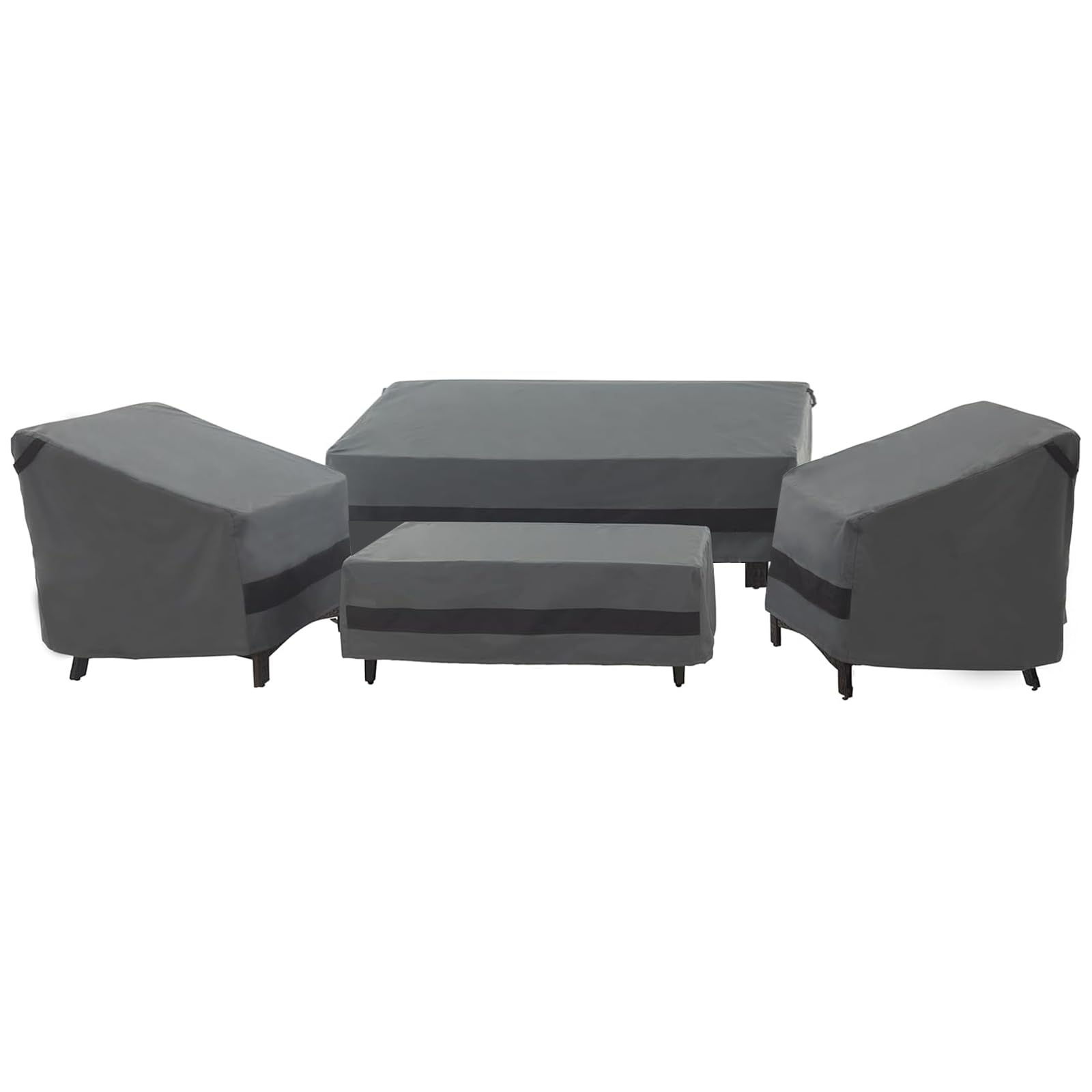 loriano front view of full grey 4-piece cover set showing neat fit and protection