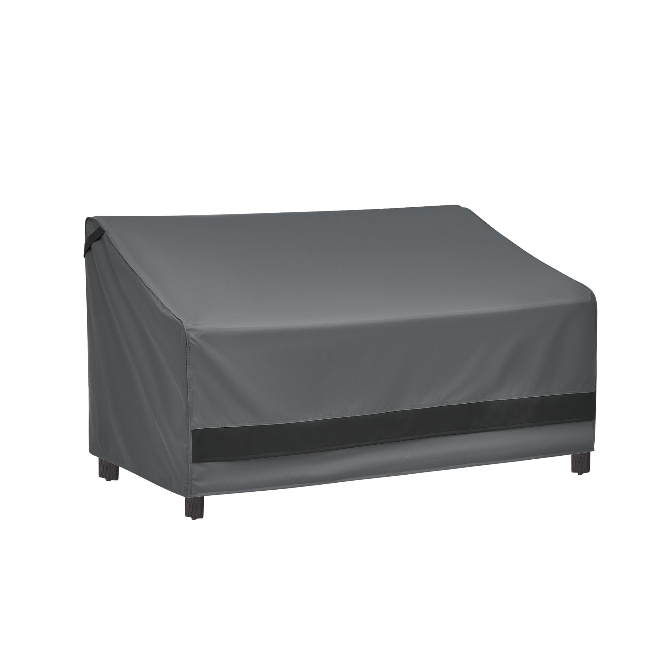 loriano front view of covered three-seat patio sofa showing full protection and tidy look