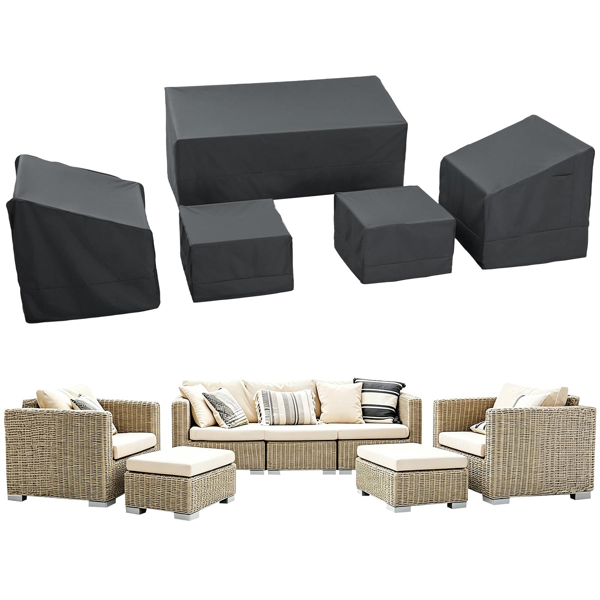 loriano front view on sofa showing full coverage and neat protection