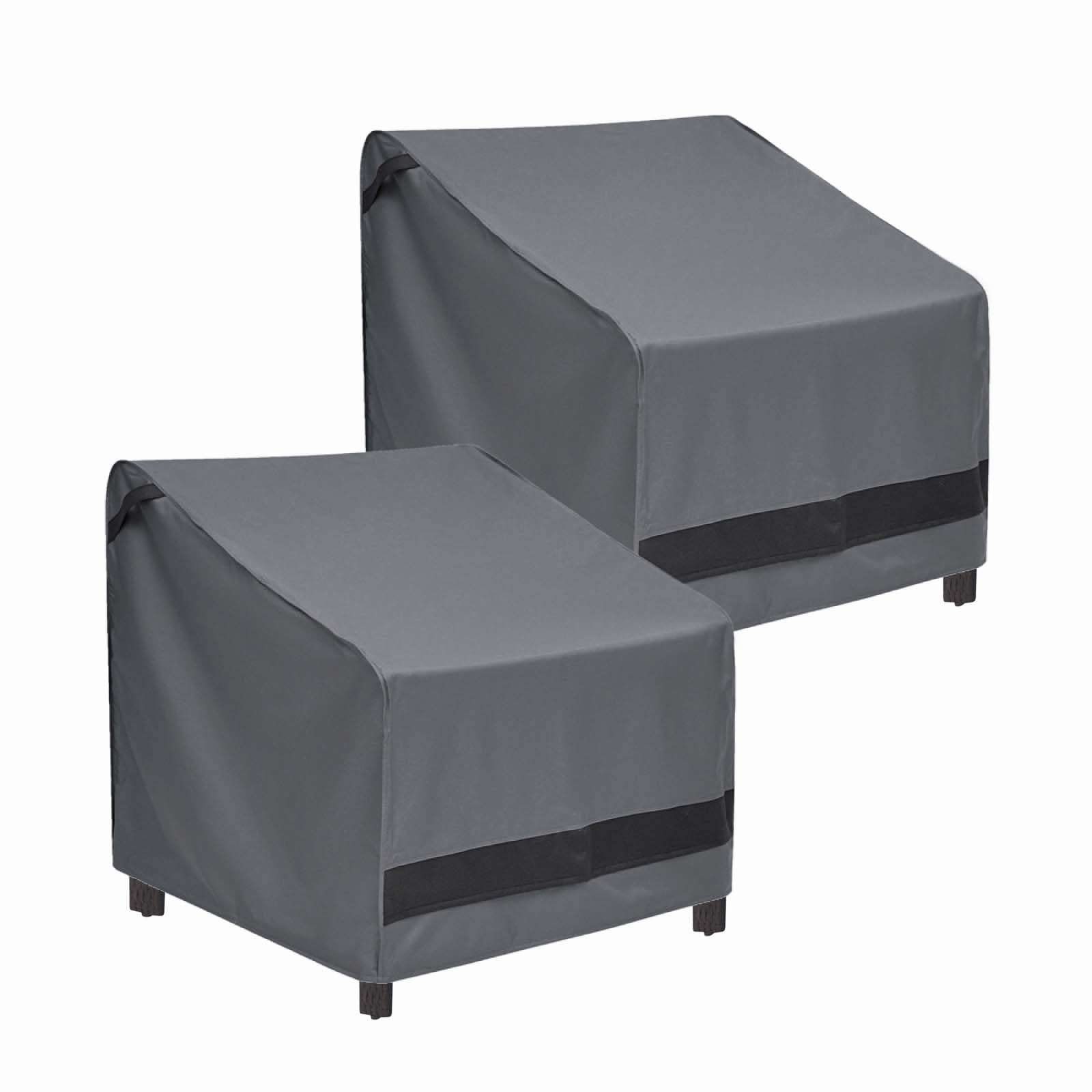 loriano front view showing two grey chair covers protecting patio furniture
