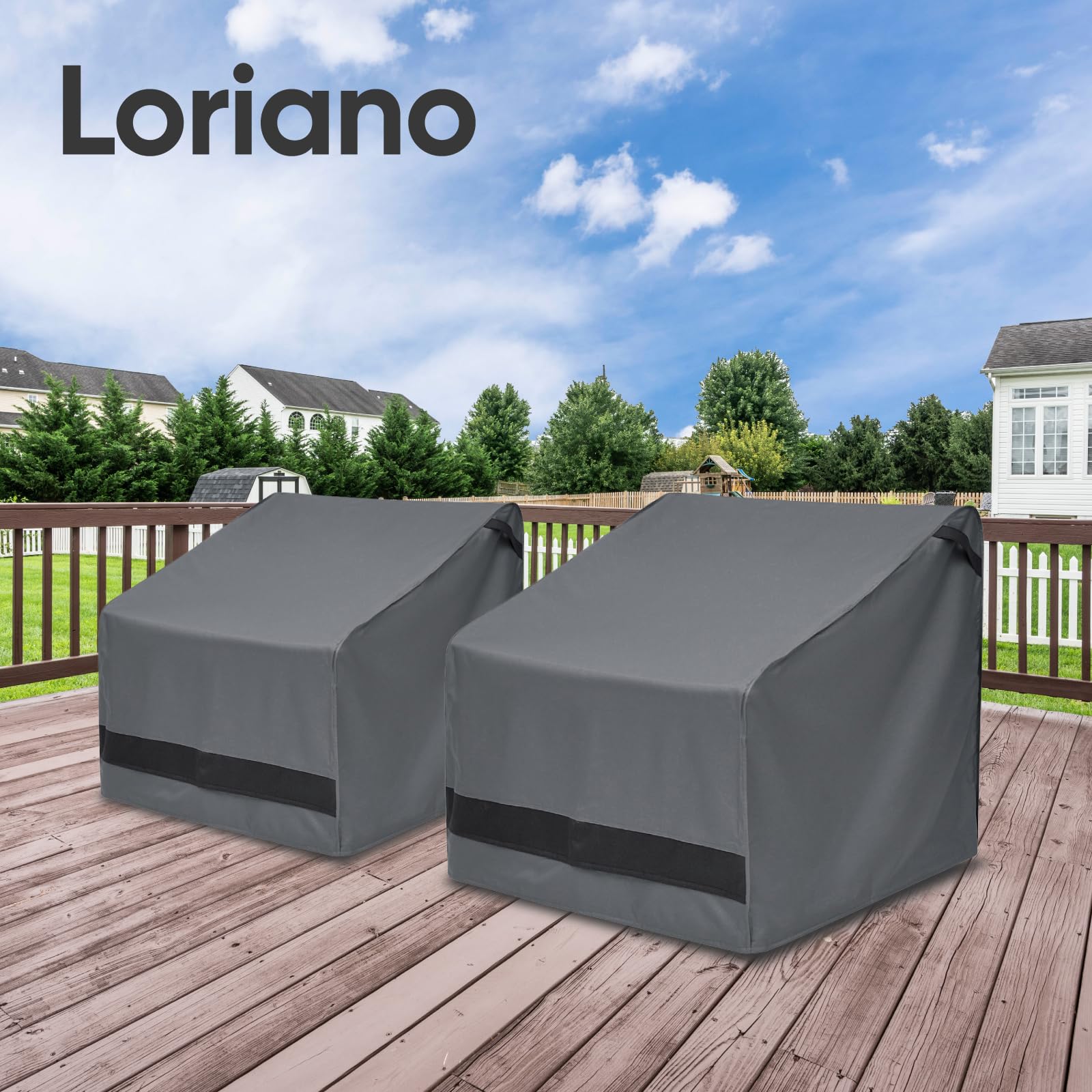 loriano lifestyle scene with covered lounge chair on deck for weather protection