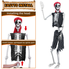 LOSFOTBO skeleton hanging from porch rafters creating eerie motion and easy outdoor display