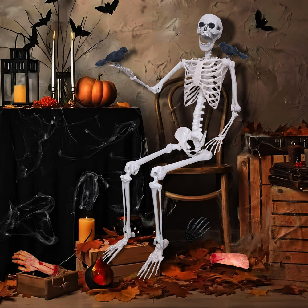 LOSFOTBO skeleton in haunted-corner scene creating immersive Halloween atmosphere
