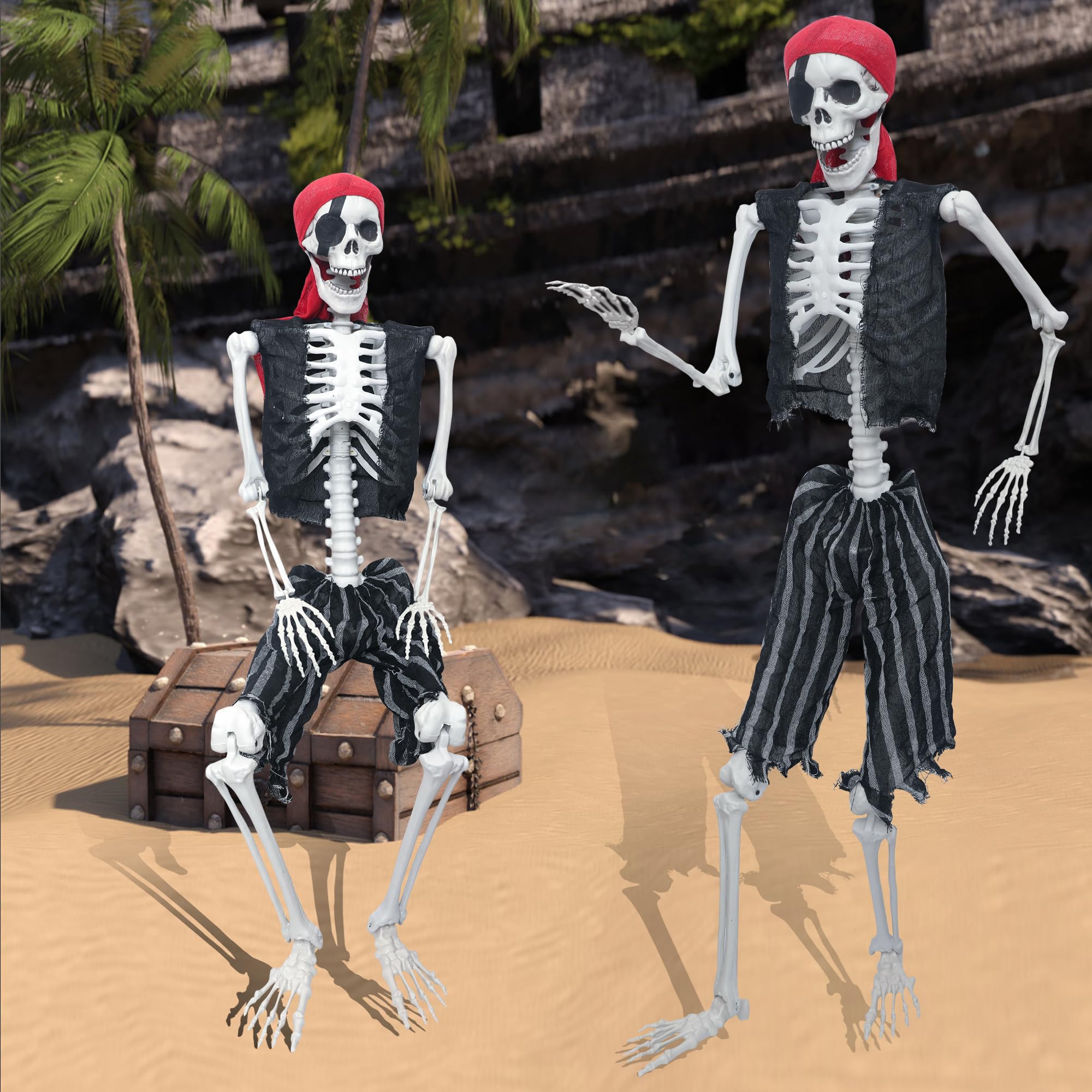LOSFOTBO skeleton seated on treasure chest showing pirate character for themed photo opportunities