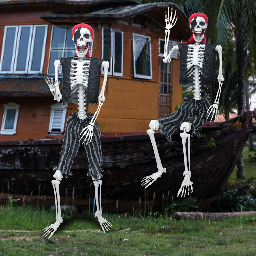 LOSFOTBO skeleton next to chair for size comparison showing 5.4ft life-size presence