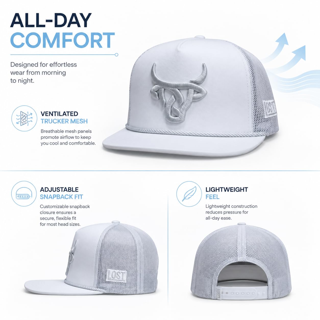 LOST CALF quilted sweatband close detail providing comfort and moisture control