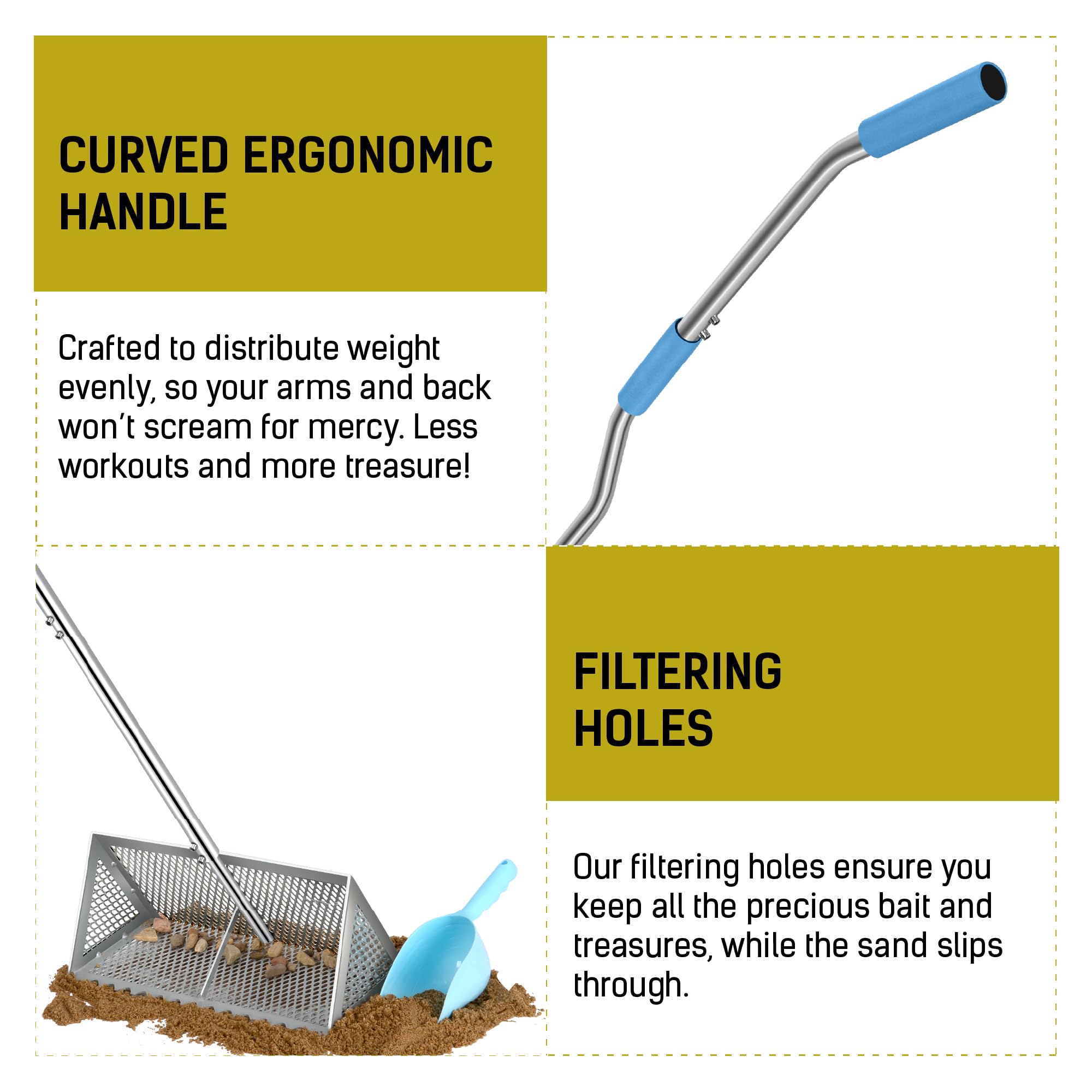 LOSTRONAUT included sand scooper close-up showing fine recovery capability and convenience