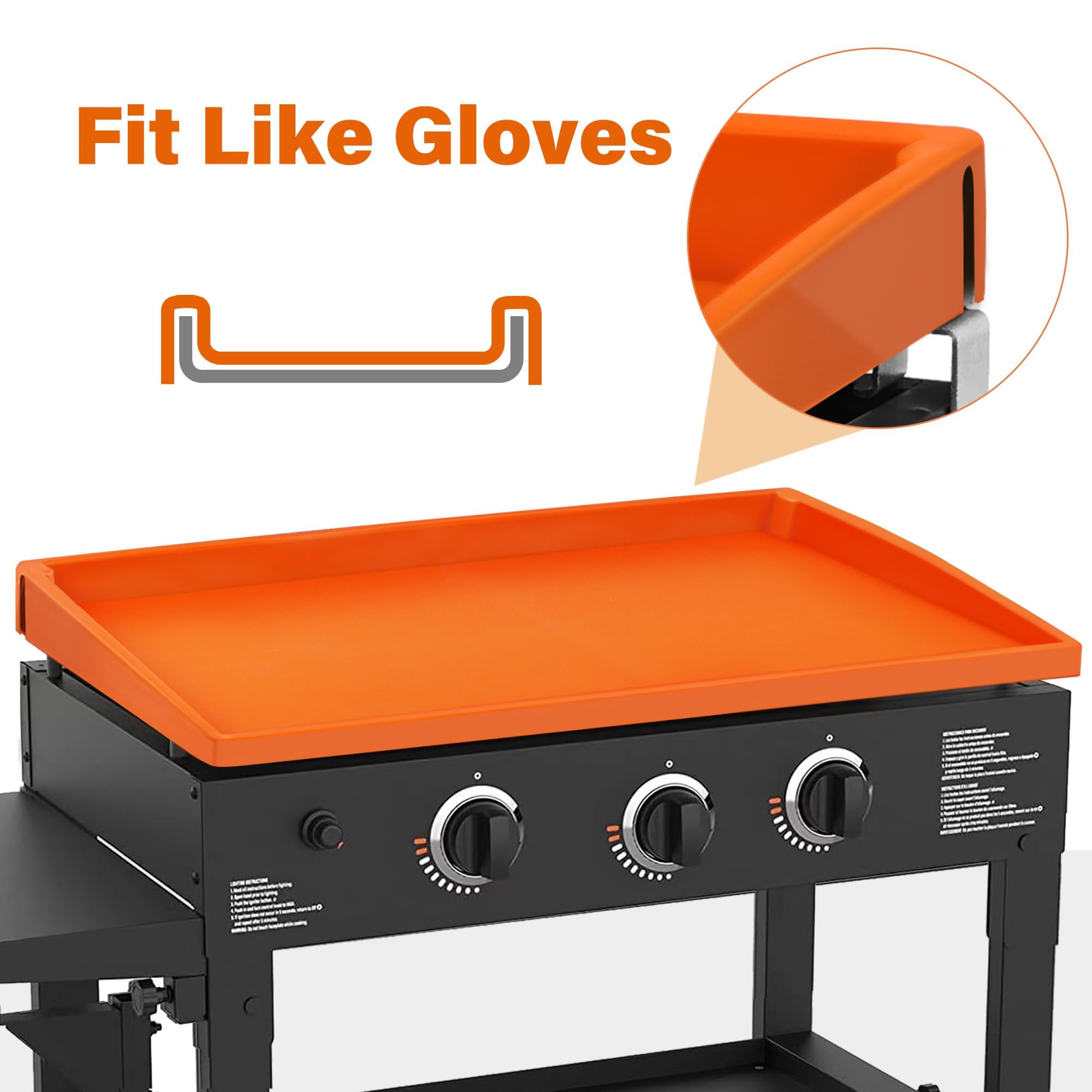 LotFancy side wall fit illustrating coverage of griddle edges and protection