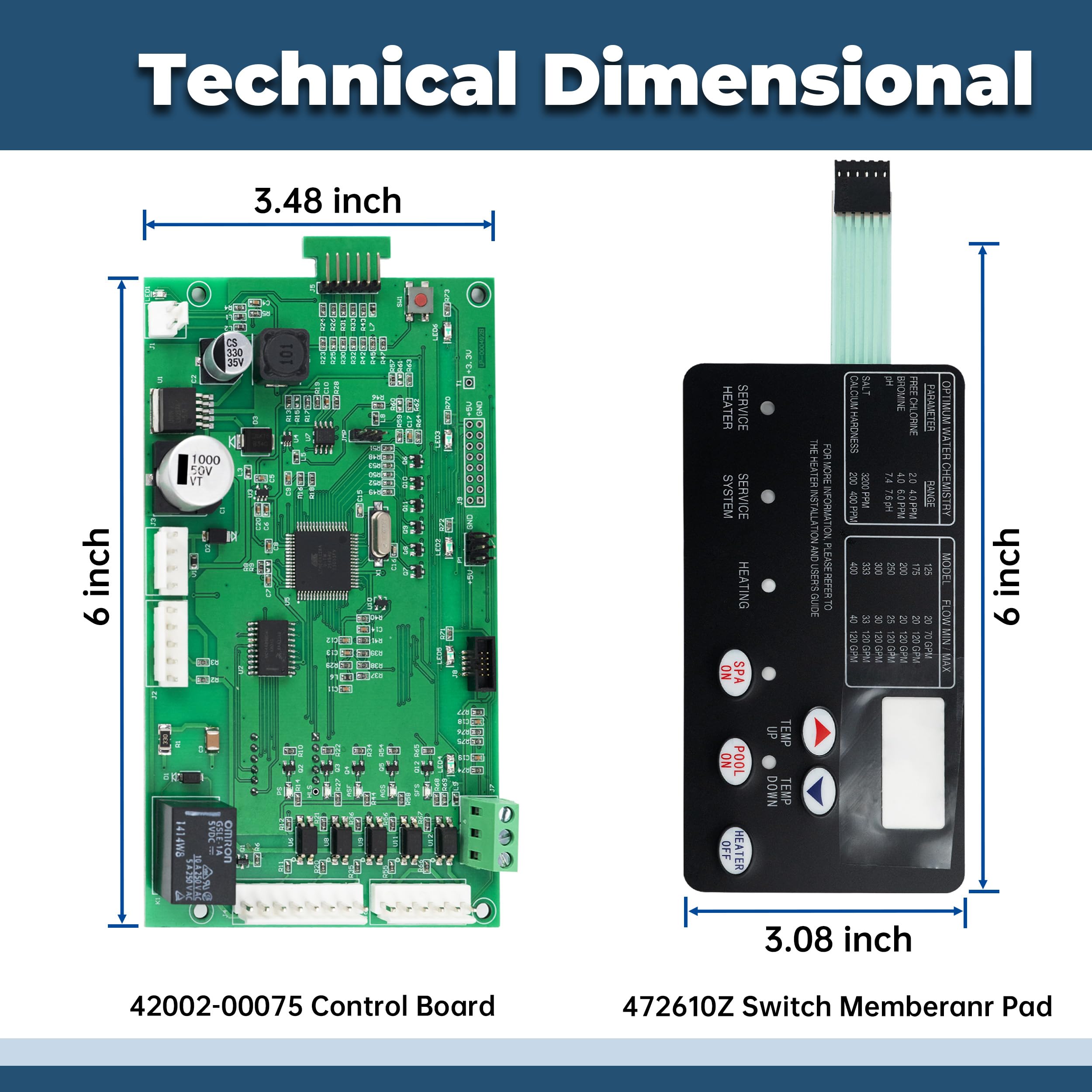 LOTMOVE control board close-up of capacitors and chips illustrating upgraded components